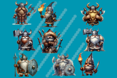 Viking Gnome Warrior Clipart PNG Bundle Fantasy Gnomes Product Image 4
