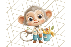 Zoo Monkeys Clipart, Cute Cartoon Jungle Monkeys PNG Product Image 4