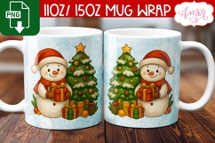 Custom Christmas mug wrap PNG, Cute Snowman png template Product Image 1