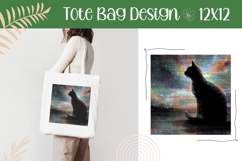Glitch Cat Illustration, Cute Cat Tote Bag Template Product Image 1
