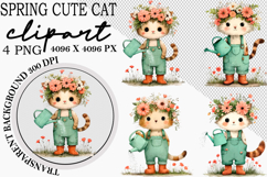 Whimsical Spring Cute Cat Clipart Png Product Image 1