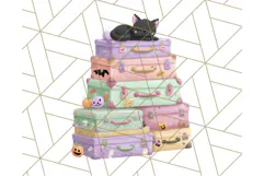 Pastel Halloween Town PNG Clipart, Spooky Shops & Homes Png Product Image 4
