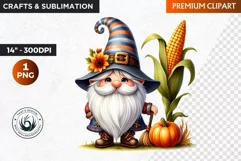 Autumn gnome clipart, Harvest clipart, thanksgiving clipart Product Image 1