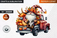 Autumn gnome clipart, Truck clipart, thanksgiving clipart Product Image 1