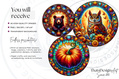 Autumn Stained Glass PNG, Fall Thanksgiving Pumpkin clipart Product Image 2