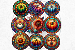 Autumn Stained Glass PNG, Fall Thanksgiving Pumpkin clipart Product Image 4
