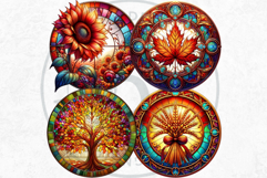 Autumn Stained Glass PNG, Fall Thanksgiving Pumpkin clipart Product Image 5