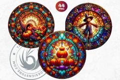 Autumn Stained Glass PNG, Fall Thanksgiving Pumpkin clipart Product Image 6