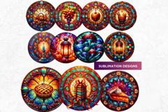 Autumn Stained Glass PNG, Fall Thanksgiving Pumpkin clipart Product Image 7