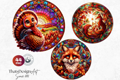 Autumn Stained Glass PNG, Fall Thanksgiving Pumpkin clipart Product Image 8