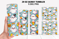 Ghost Skinny Tumbler 20oz Wrap Design, Halloween Tumbler Product Image 1