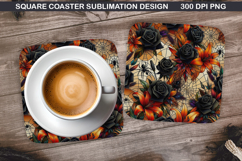 Pumpkin Coaster Sublimation, Halloween Coaster PNG Design Product Image 1