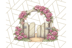 Pink Cottagecore Garden PNG Clipart, Vintage Floral Art Product Image 4