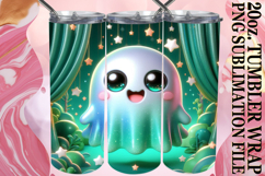 Blissful Reflections 20oz tumbler wrap, 3D Cute Ghost Product Image 1