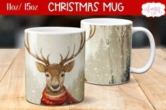 Cute Christmas deer mug sublimation wrap PNG 11oz 15oz Product Image 2
