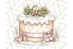 Christmas Cake Clipart PNG, Cottagecore Holiday Desserts Product Image 4