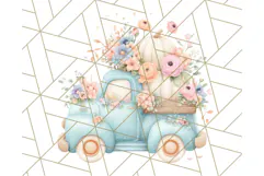 Vintage Truck Pumpkin and Fall Flowers PNG Clipart, Autumn Product Image 4