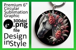 Artistic Keychain Circle Design Template , Horse Product Image 1