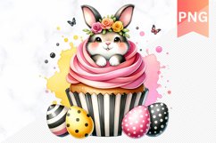 Easter Bunny And Cupcake Sublimation - Clipart PNG Product Image 1