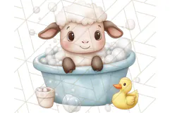 Farm Animal Babies in Bubble Bath PNG, Nursery Clipart Product Image 4