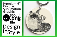 Vibrant Cat Sublimation: Round &amp; Coaster Fun Product Image 1