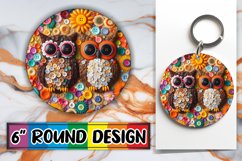 Cheerful Owl 3D Sublimation : Radiant Art Round, Keychain Product Image 1