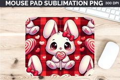 Watercolor Bunny Mouse Pad Sublimation - Valentines PNG Product Image 1