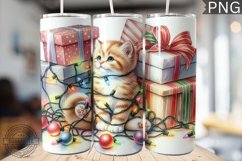 Christmas Cat Tumbler Wrap - Christmas Tumbler PNG Design Product Image 1