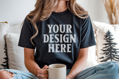 Christmas Bella Canvas 3001 Black Shirt Mockup ,Trandy Mock Product Image 1