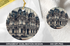 Castle House Stained Glass Ornament PNG,Digital Download Fil Product Image 1