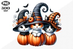 Halloween Cat And Pumpkin Sublimation - Clipart PNG Design Product Image 1