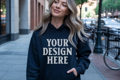 Black Gildan 18500 Hoodie Sweatshirt Mockup, 185 mock up Product Image 1