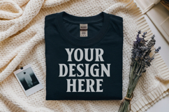 Black Gildan 5000 Flat Lay Tshirt Mockup, G5000 mockup Product Image 1