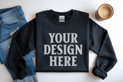 Black Gildan 18000 Folded Flat Lay Mockups Product Image 1