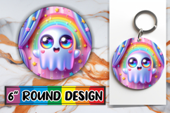 Luminous Round Designs Sublimation PNG, 3D Cute Ghost Product Image 1