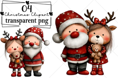 Cute Santa Claus Christmas Clipart Watercolor PNG Product Image 1