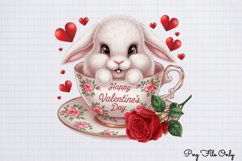 Valentines Day Bunny Cups Clipart PNG Product Image 1