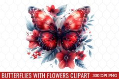 Butterflies With Flowers Clipart Product Image 1