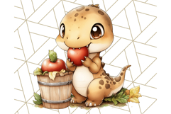 Fall Dinosaur PNG Clipart with Autumn Elements, Cute Dino Product Image 4