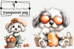 Whimsical Dogs Summer Clipart Watercolor PNG Product Image 1
