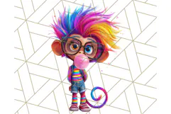Funky Safari Animals PNG Clipart With Rainbow Hair, Cute Png Product Image 4