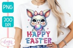 Happy Easter sublimation PNG, Cute Easter bunny bubble gum Product Image 4