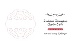 Scalloped Monogram Coaster SVG | Laser Cut Blank Template Product Image 2