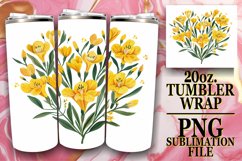 Tumbler Wrap Heart of Flowers Sublimation Design 20oz Product Image 1