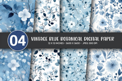 Vintage Blue Botanical Digital Paper Product Image 1