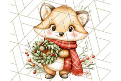 Vintage Christmas Clipart PNG, Cute Animals Holiday Elements Product Image 4