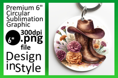 Whimsical Round Design Keychain Template , Western Product Image 1