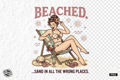 Funny Vintage Summer Beach Girl Clipart Product Image 1