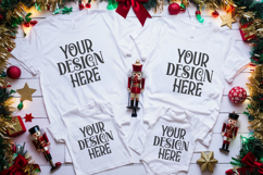 Christmas Family Matching Flat Lay T-Shirt Mockups Product Image 1