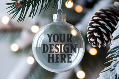 Acrylic Christmas Ornament Mockups | Clear Holiday Ornament Product Image 1